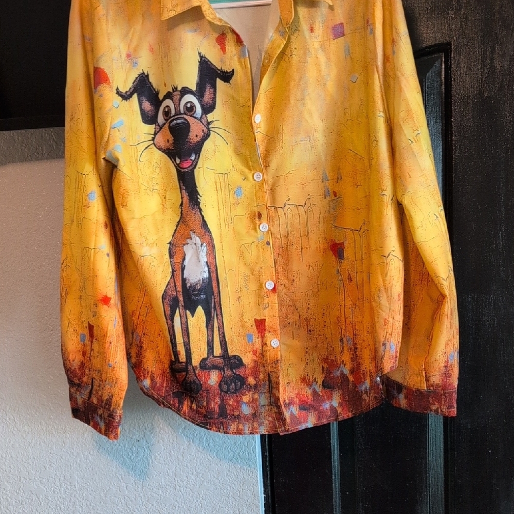 Kids Yellow Dog Print Shirt